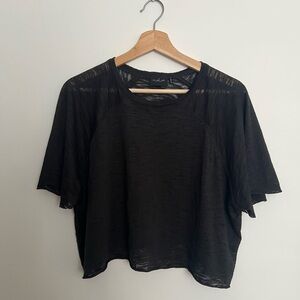 Urban Outfitters Black Sheer Short Sleeve Top